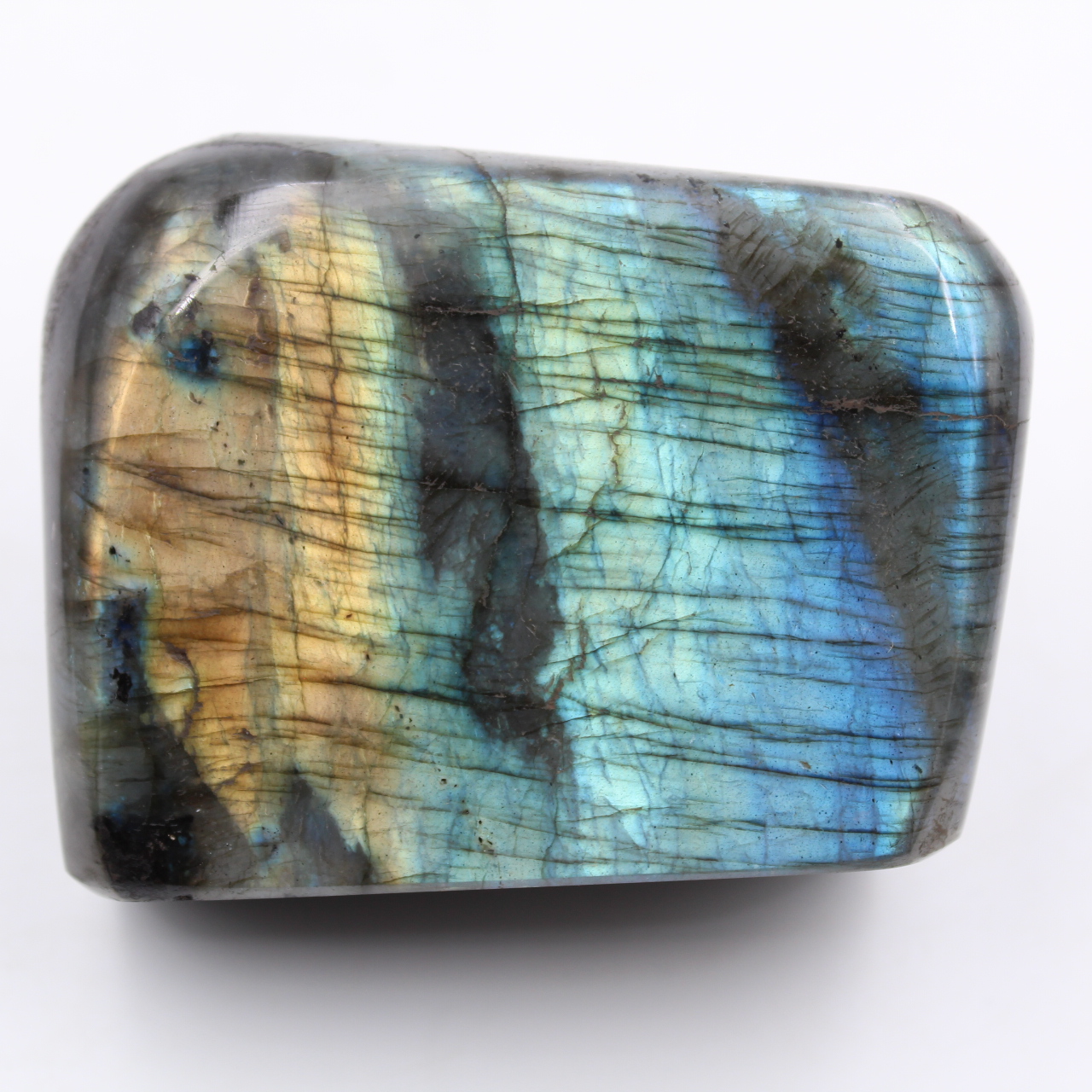 Labradorite block polished blue green