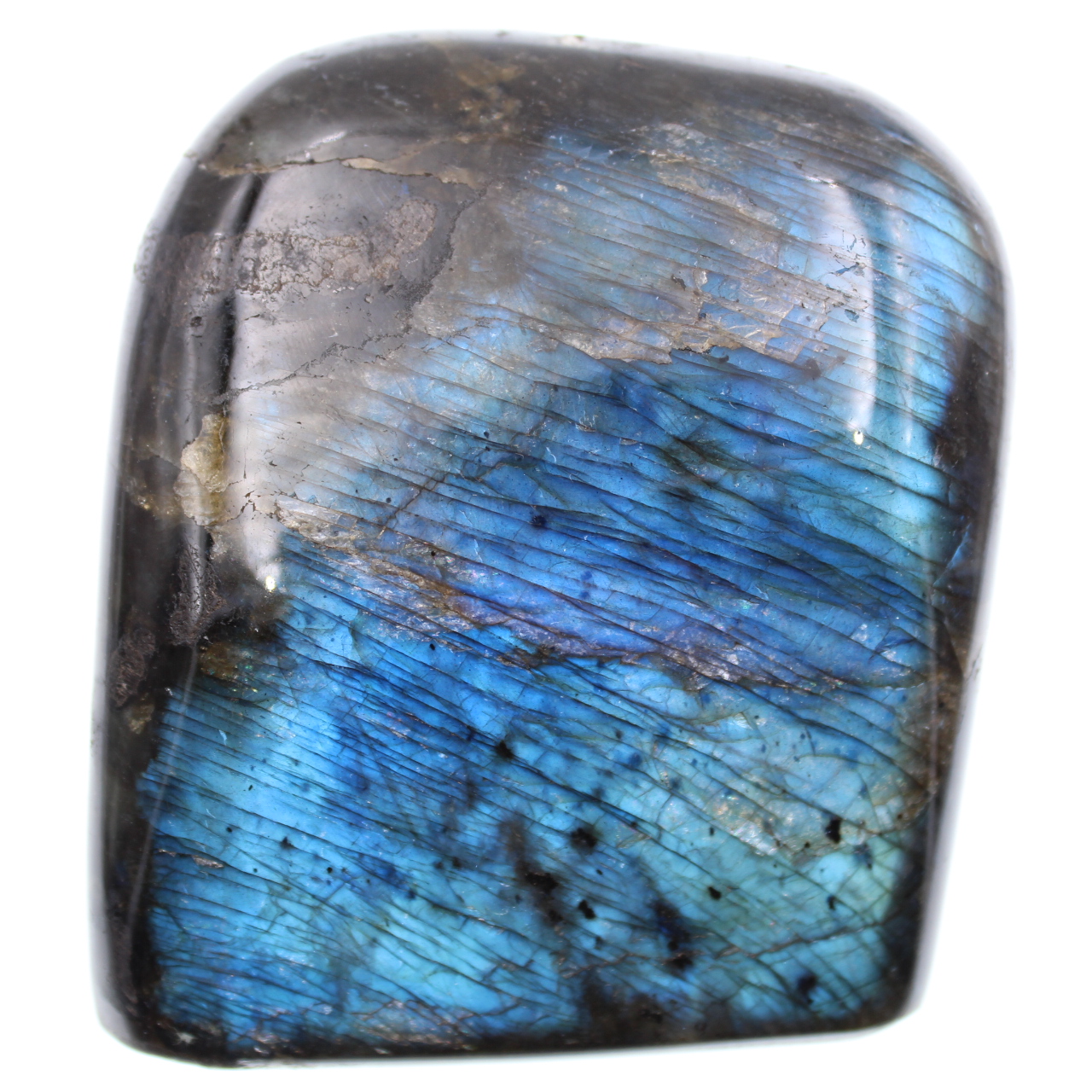 Blue colored labradorite block