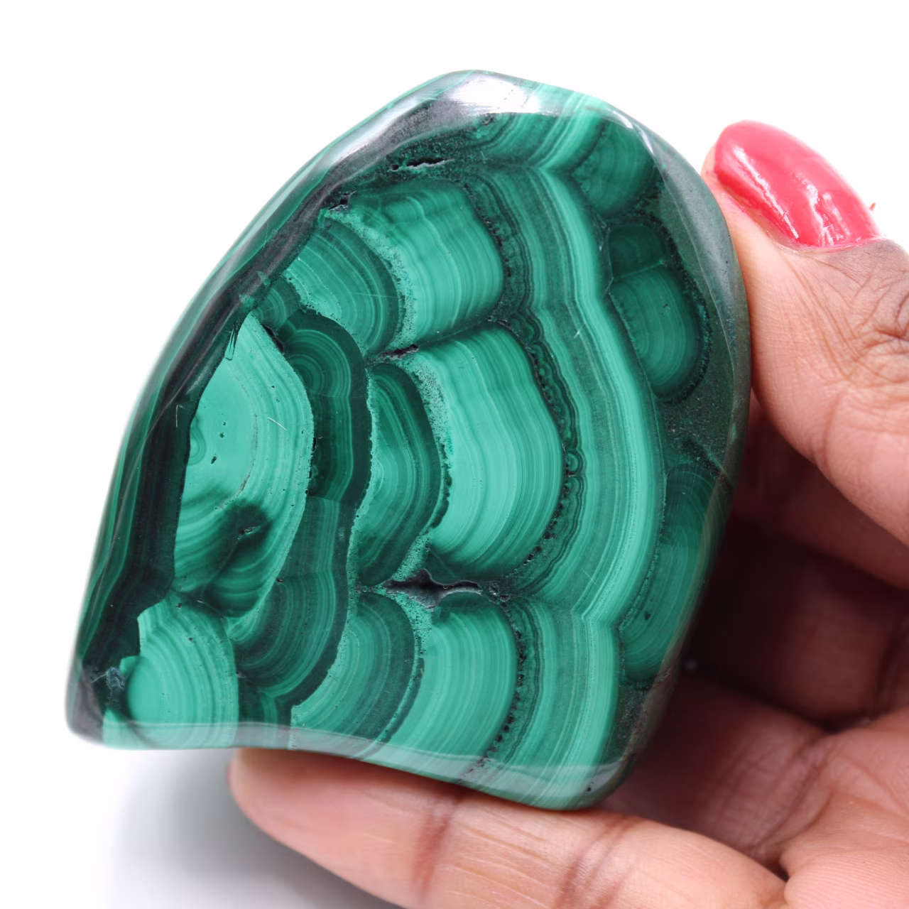Polished malachite block
