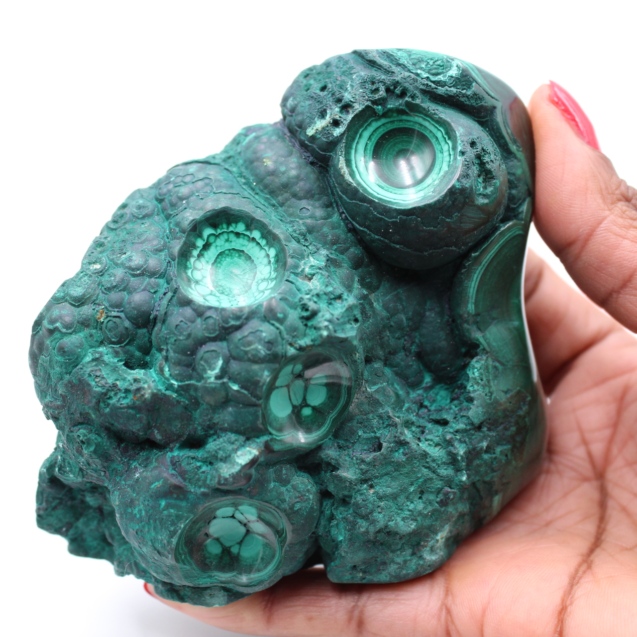 Semi-polished malachite block