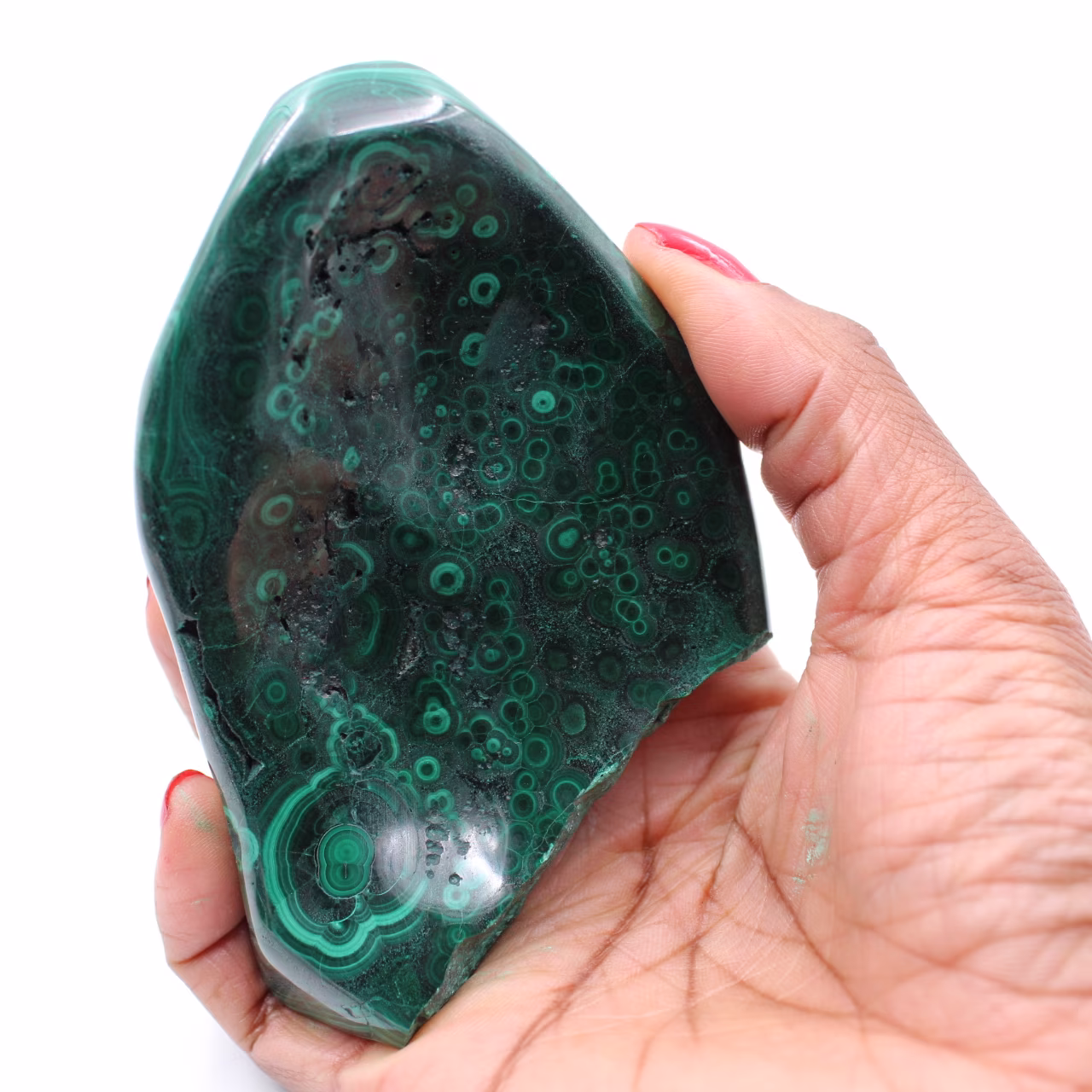 Semi-polished malachite stone