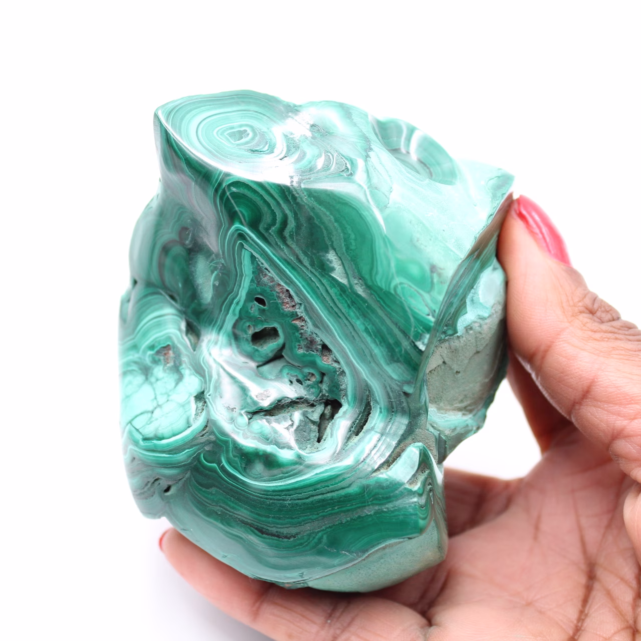 Semi-polished malachite block