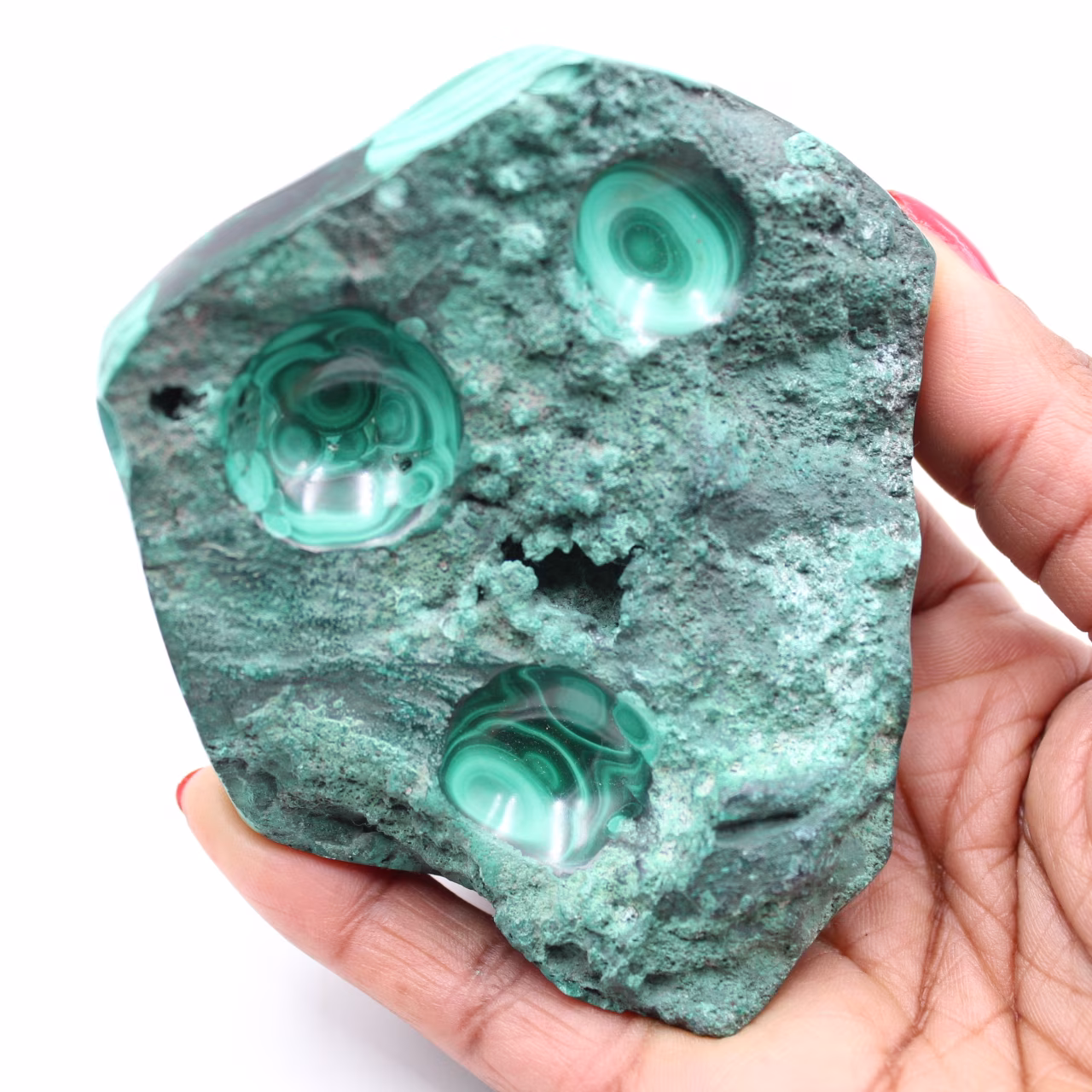 Semi-polished malachite block