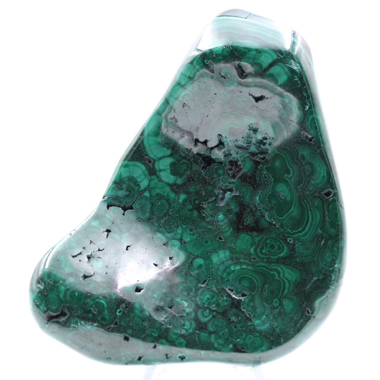 Semi-polished malachite stone