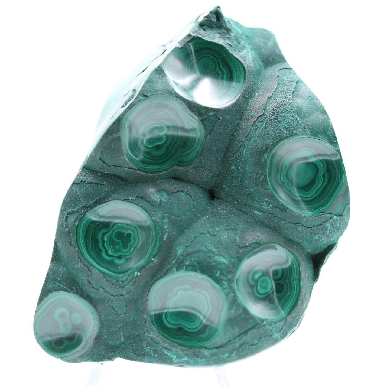 Semi-polished natural malachite