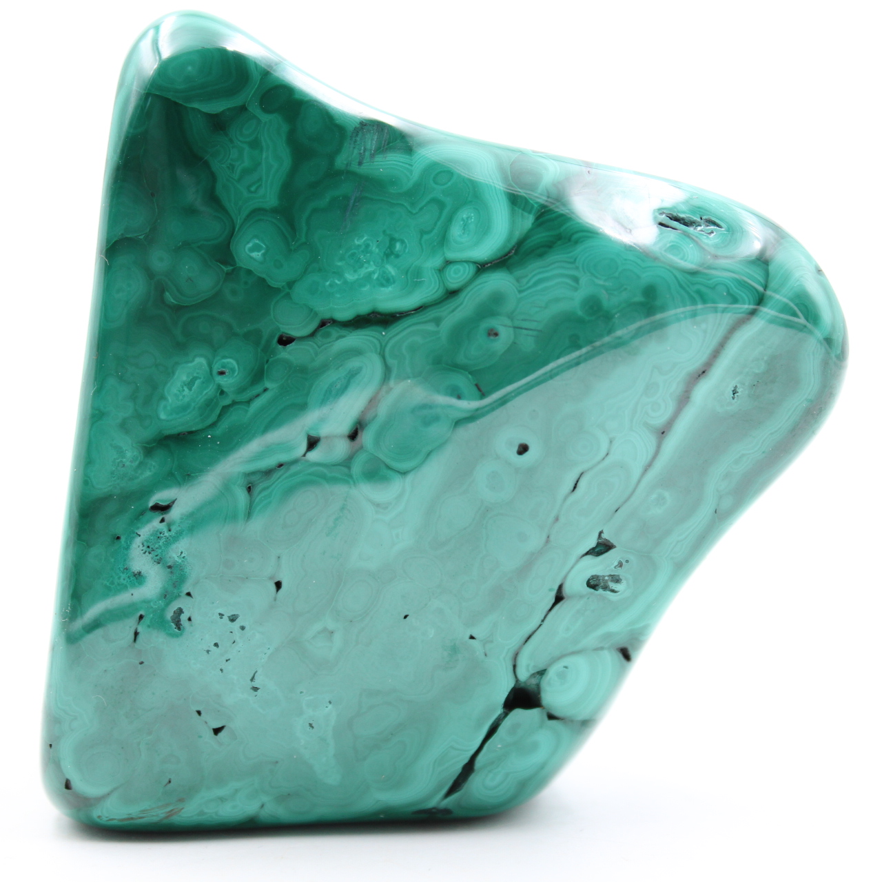 Polished natural malachite