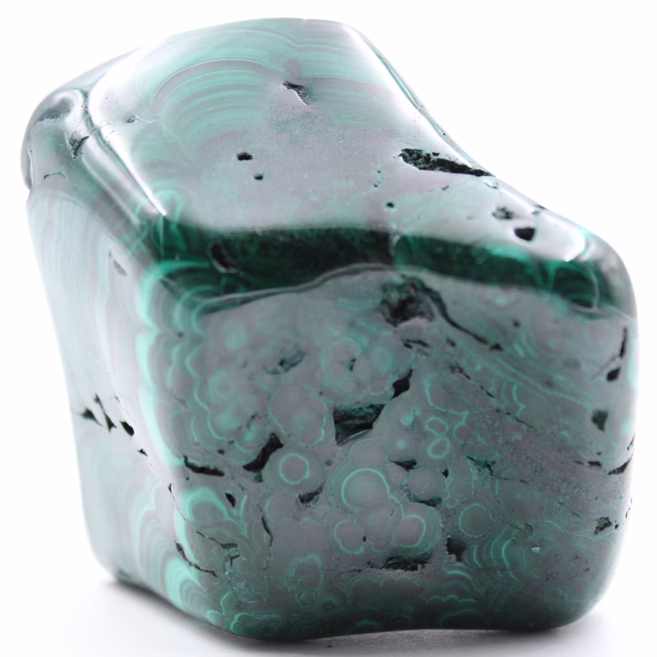 Polished malachite block