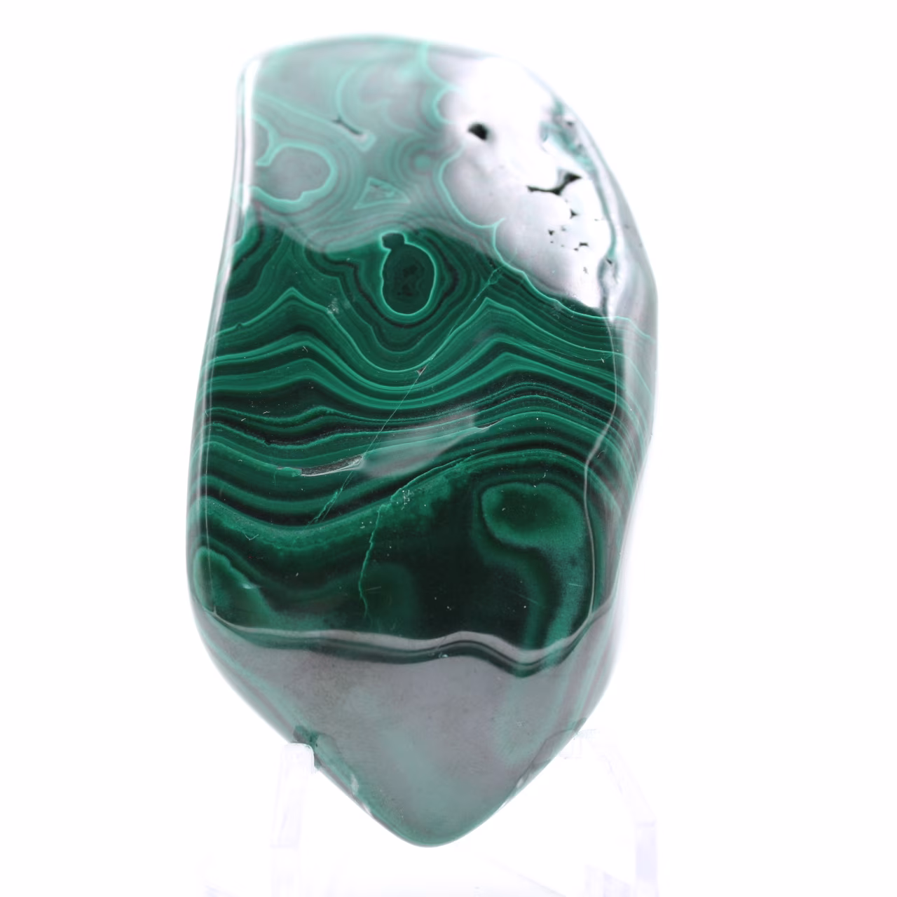 Polished malachite block