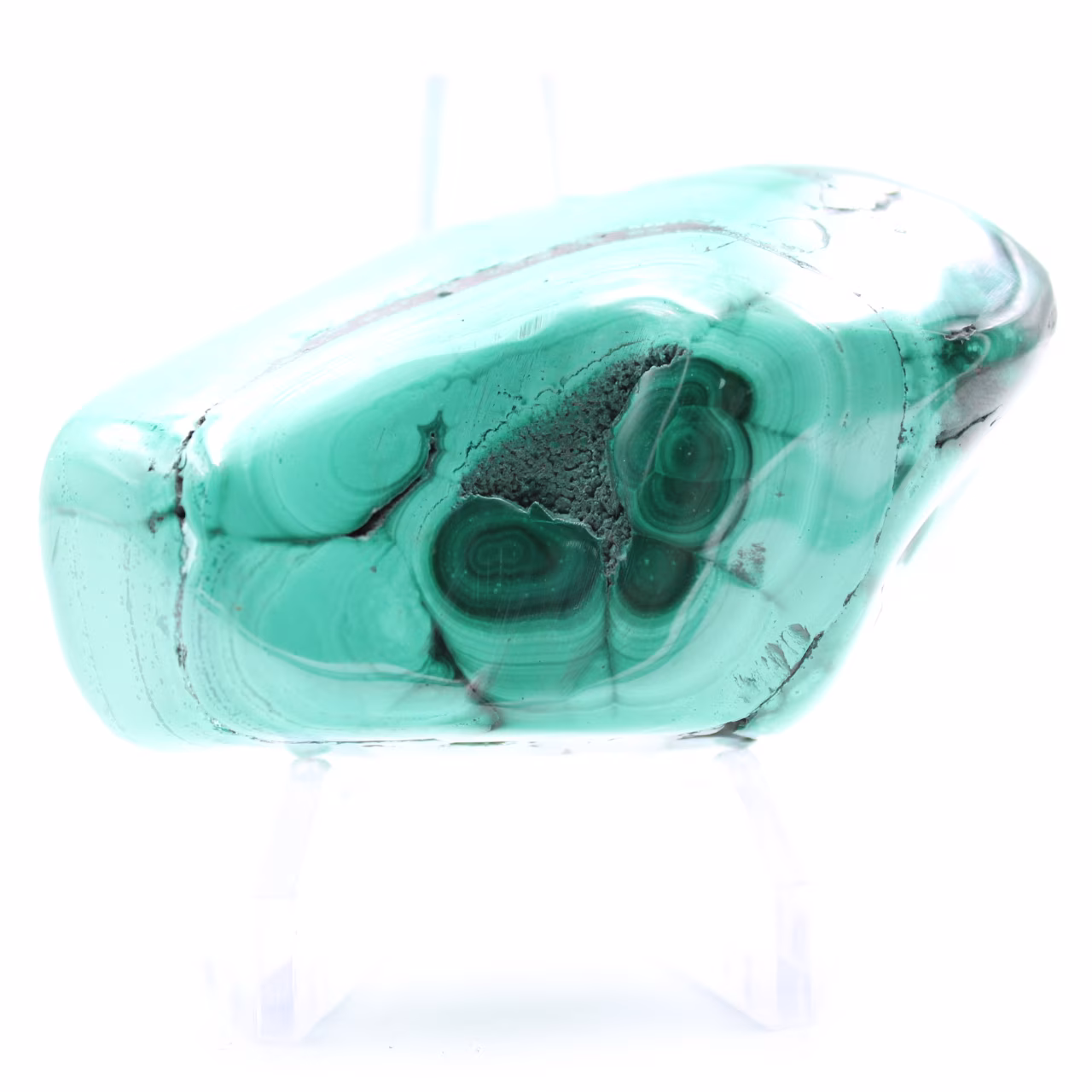 Polished natural malachite