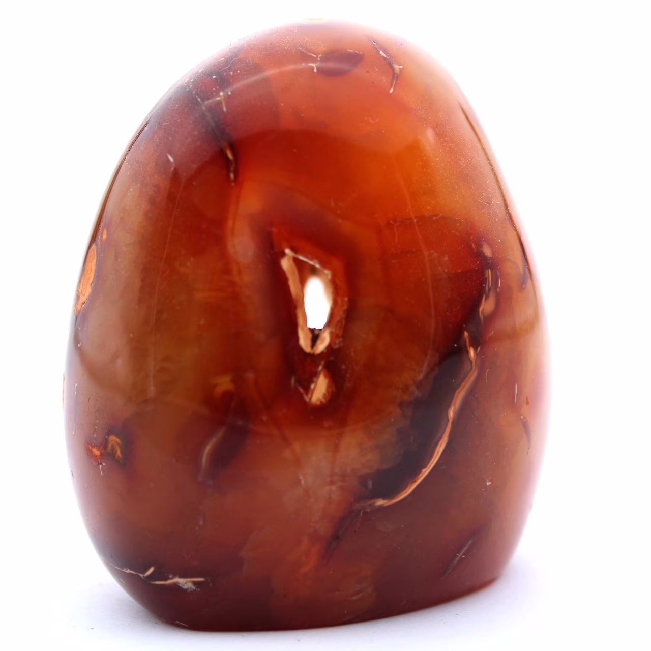 Polished carnelian stone