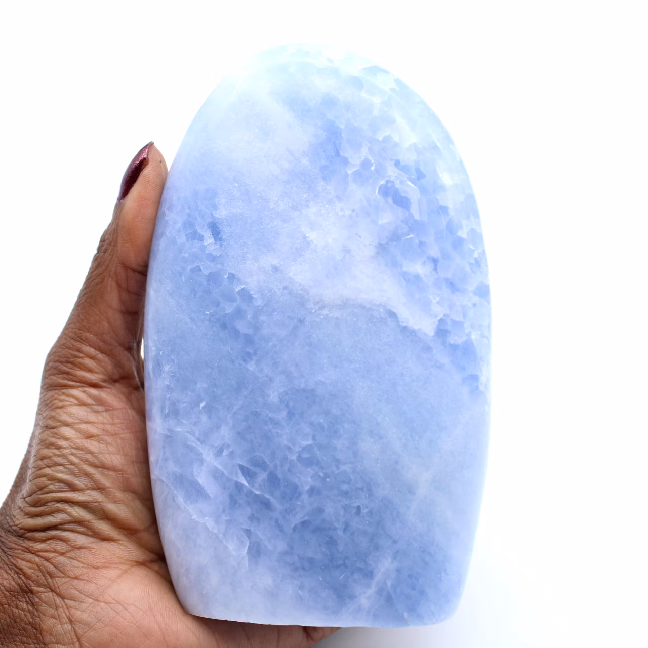 Polished blue calcite from Madagascar