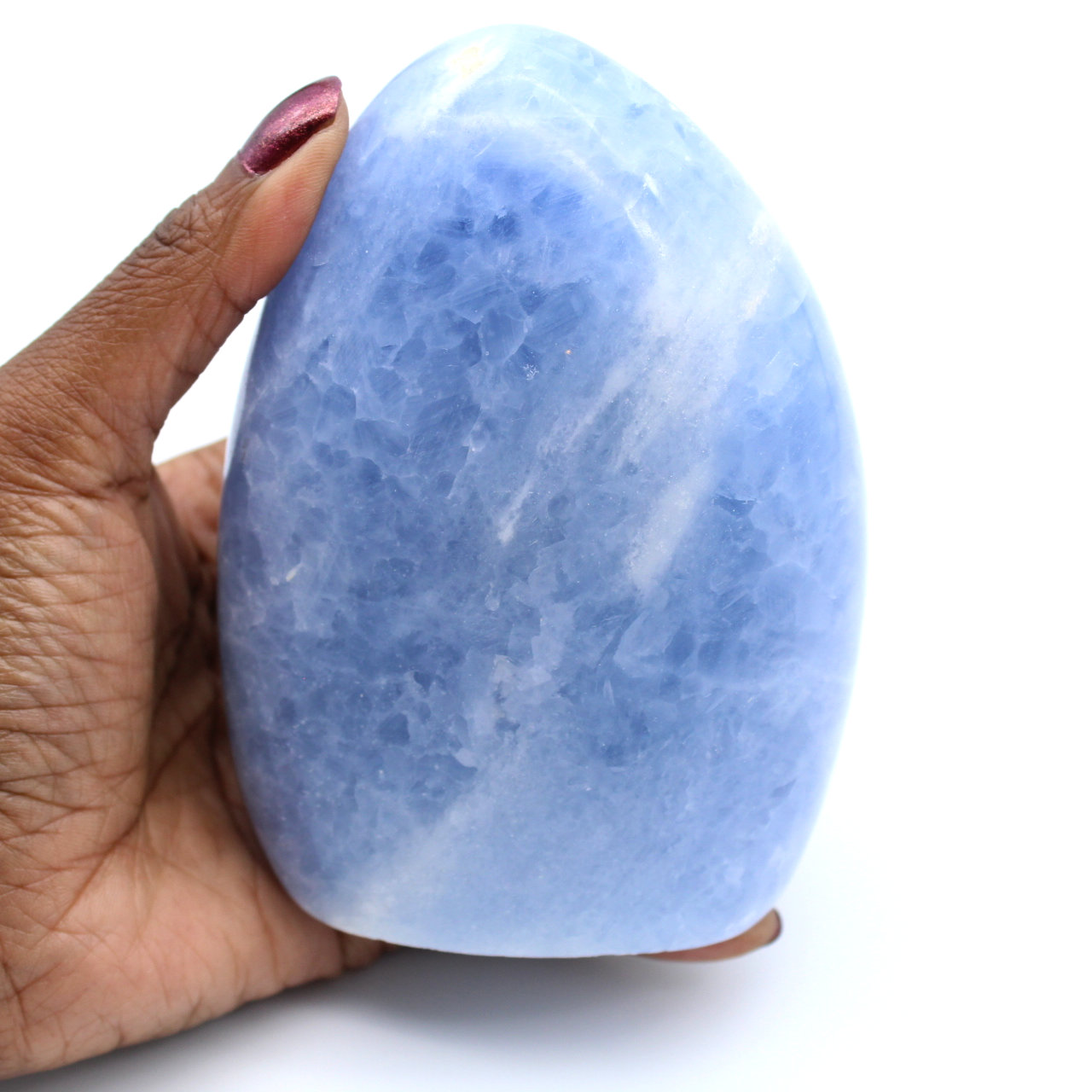 Polished blue calcite stone