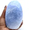 Polished blue calcite rock - 0