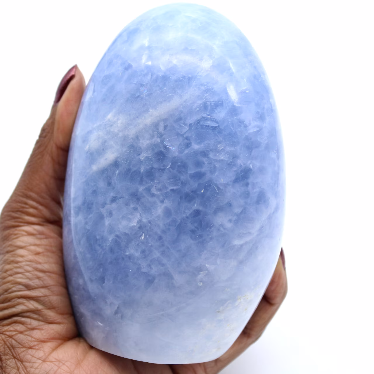 Polished blue calcite rock