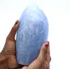 Polished blue calcite stone - 0