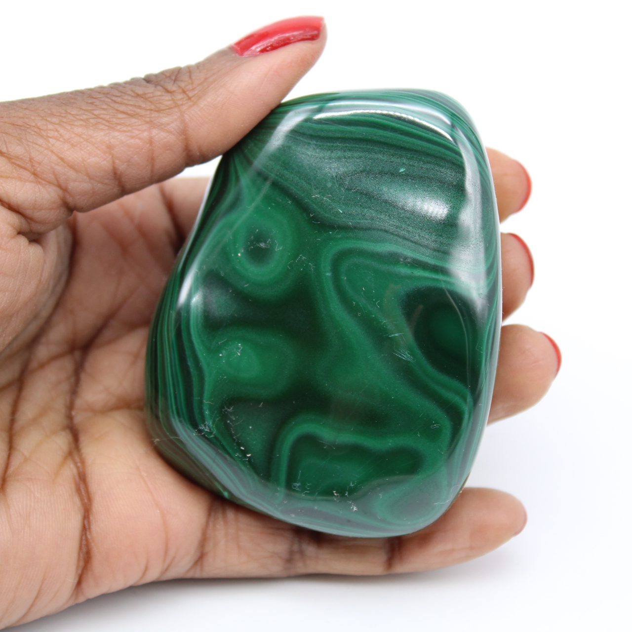 Polished malachite block