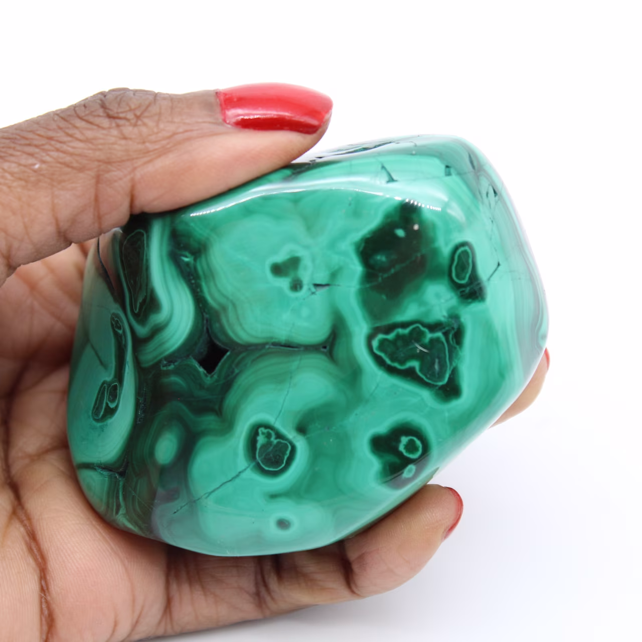 Polished natural malachite