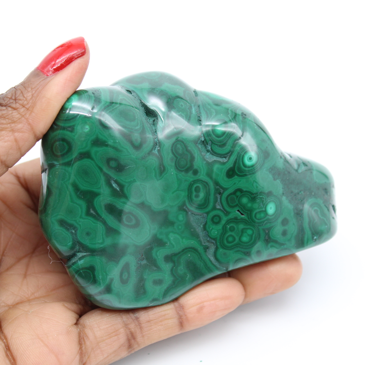 Polished natural malachite