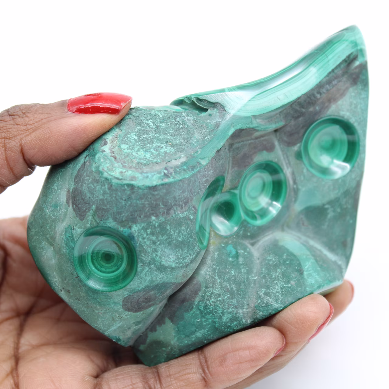 Semi-polished malachite