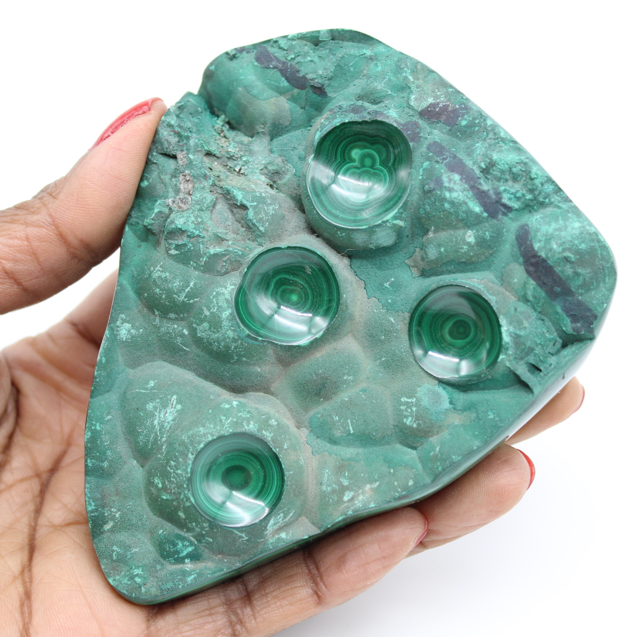 Semi-polished malachite block