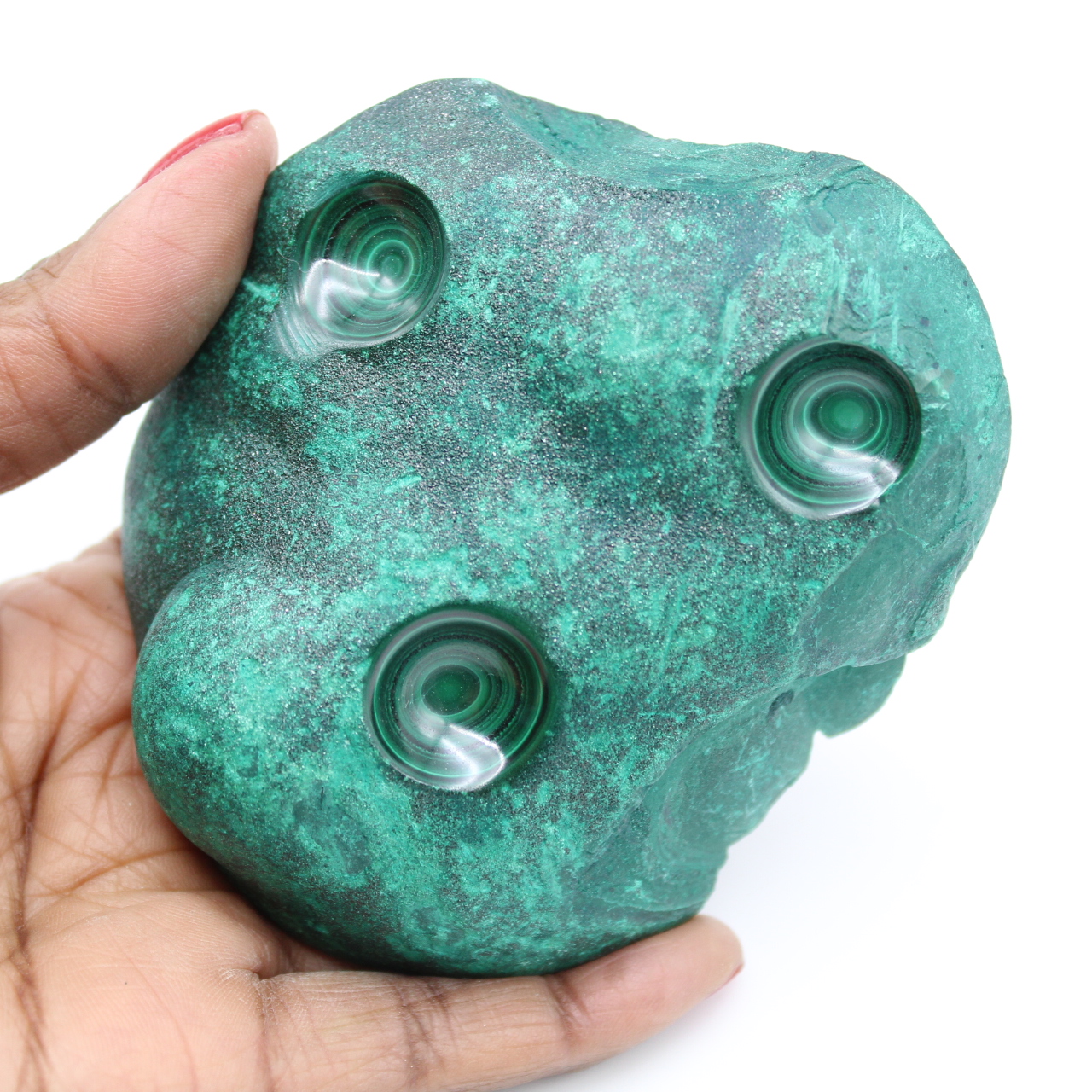 Semi-polished malachite block