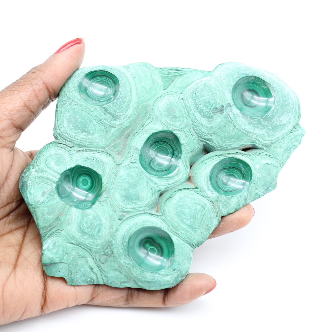 Semi-polished malachite stone