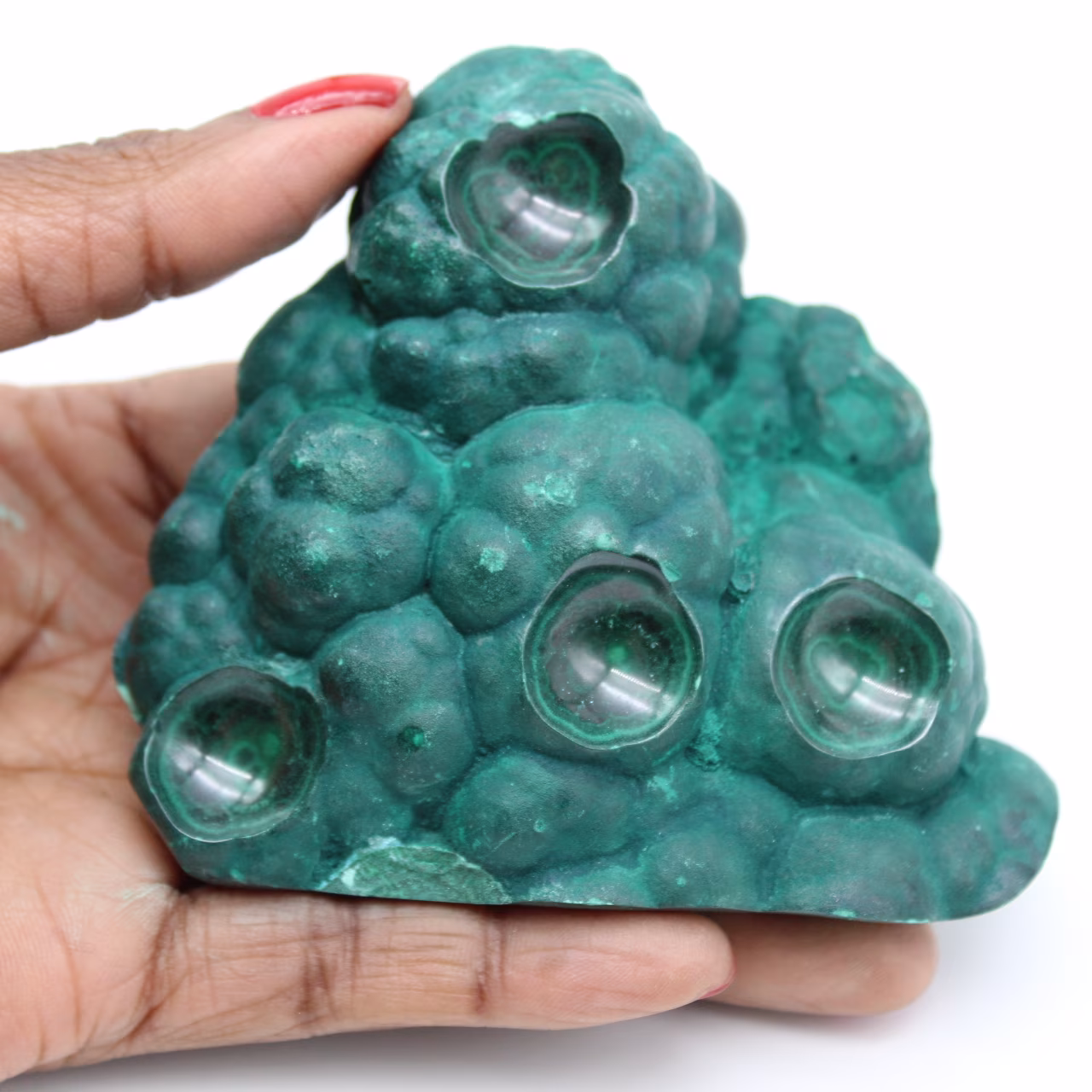 Semi-polished natural malachite