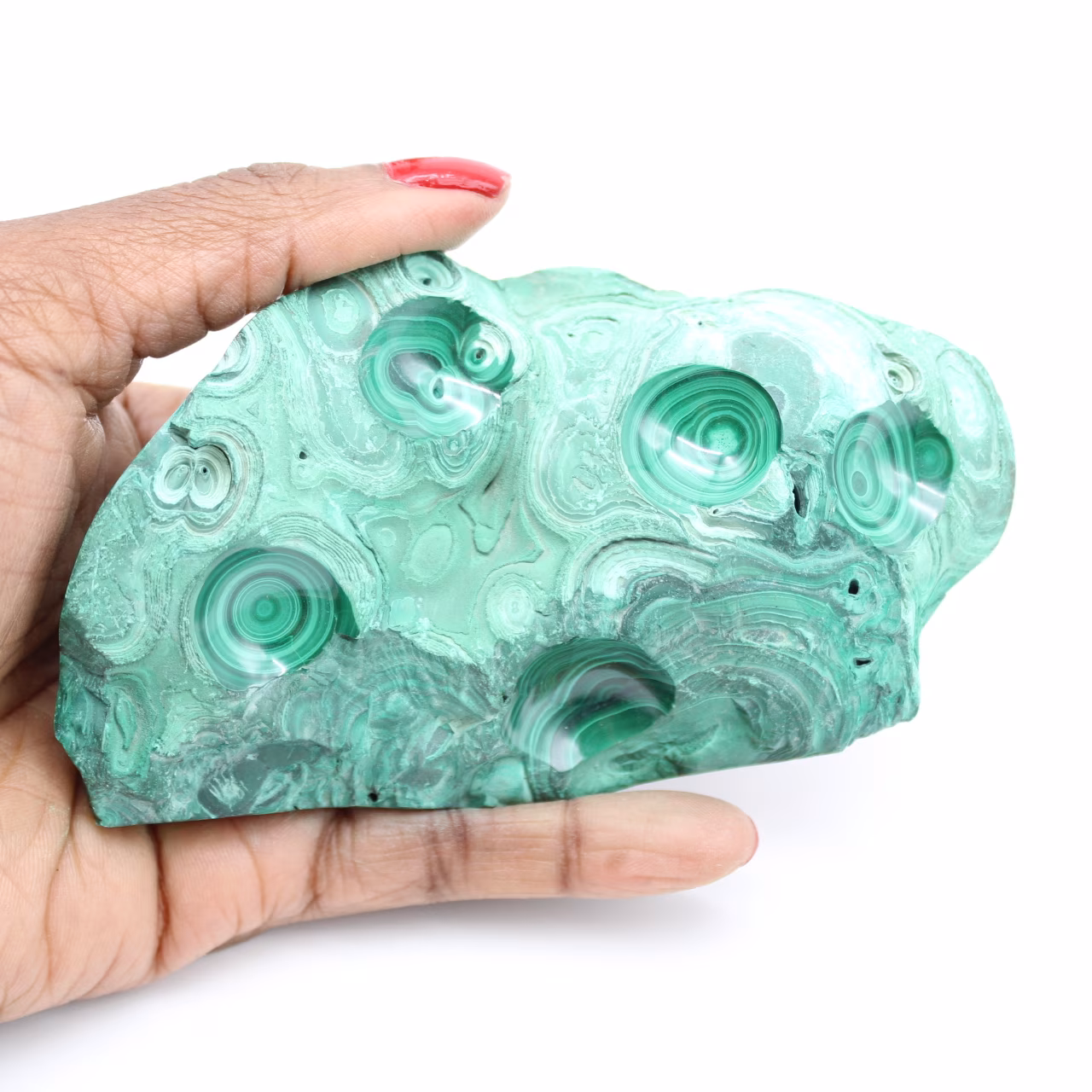 Semi-polished malachite block