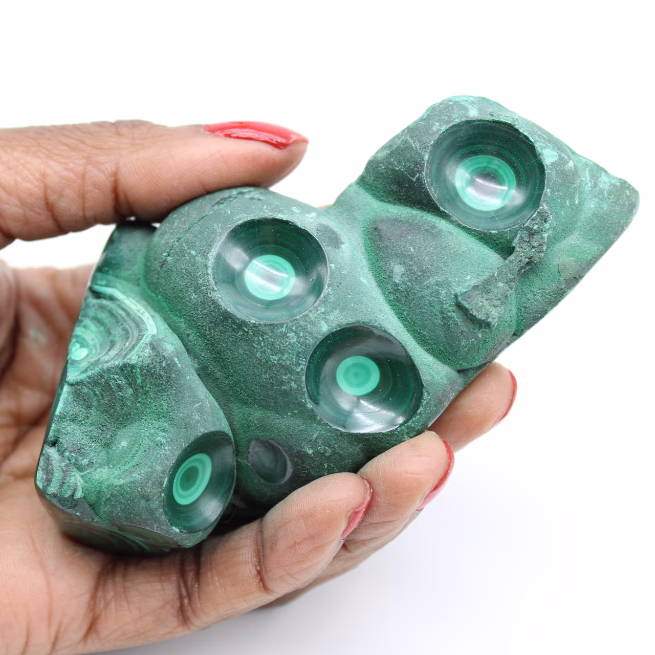 Semi-polished malachite block