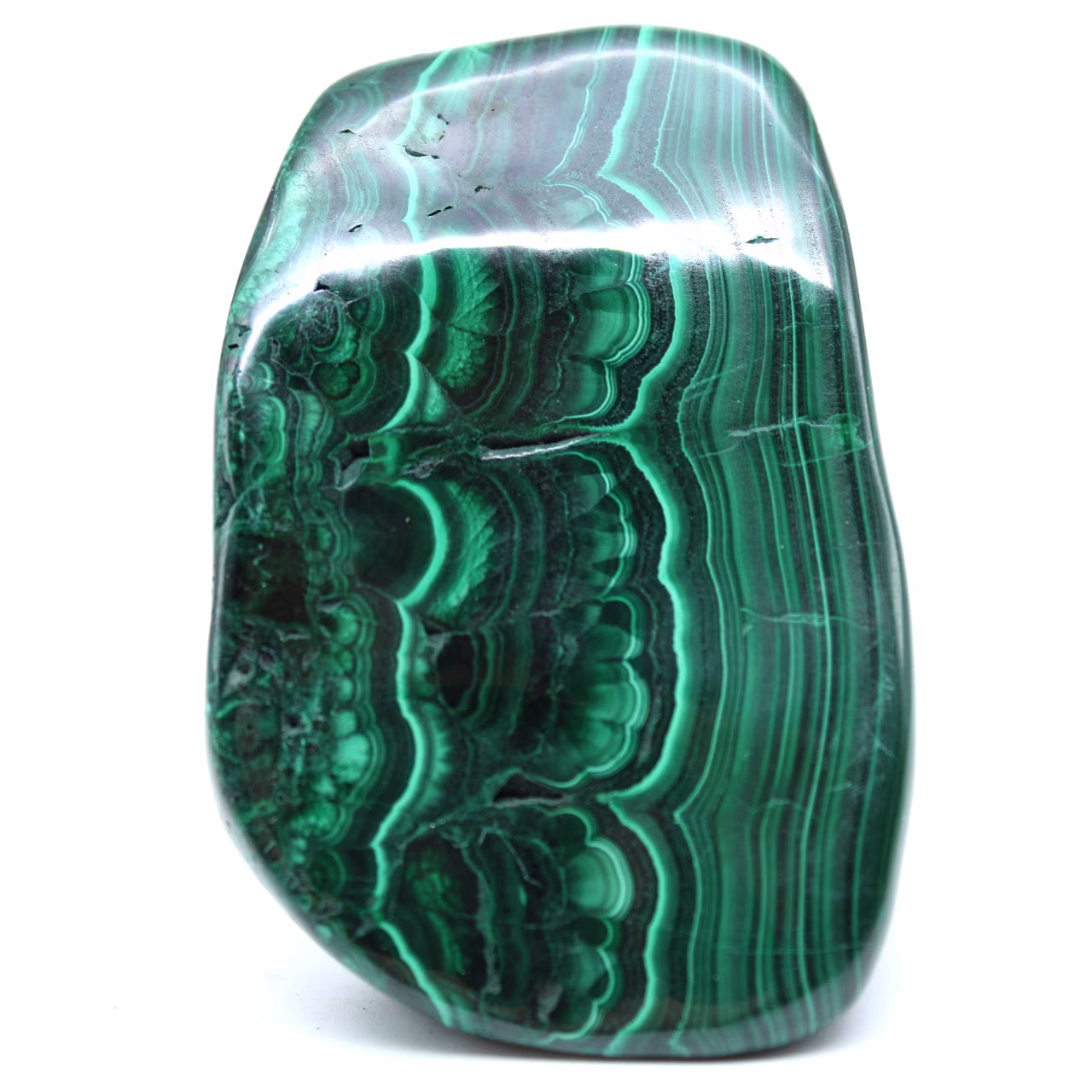 Polished natural malachite