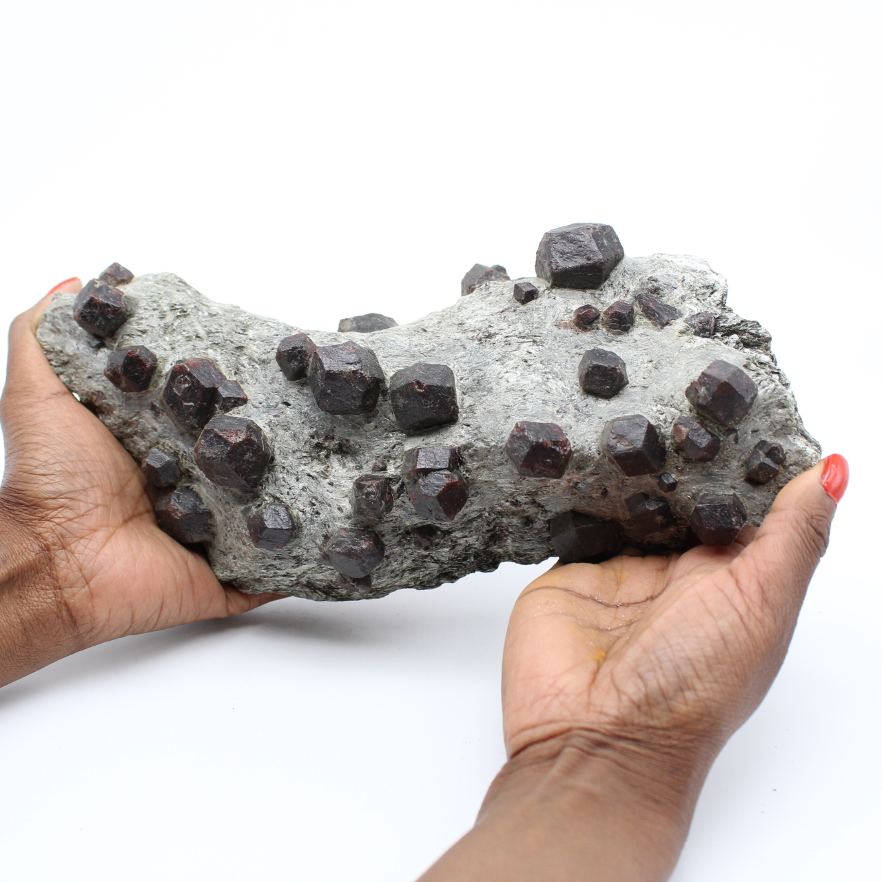 Large crystals of almandine garnet on schist ganges