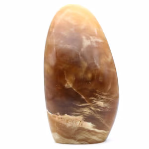 Polished natural honey calcite block