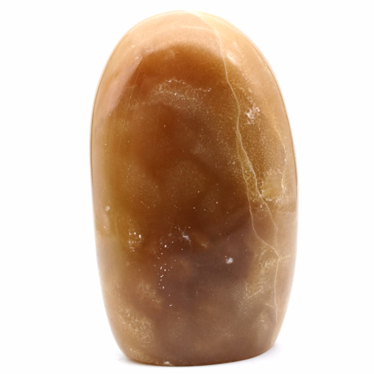 Polished natural honey calcite