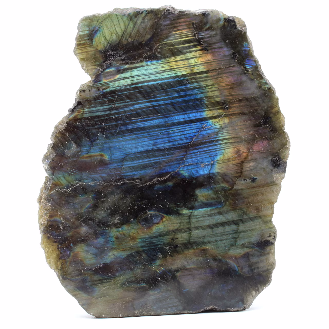 Labradorite stone with a natural polished face