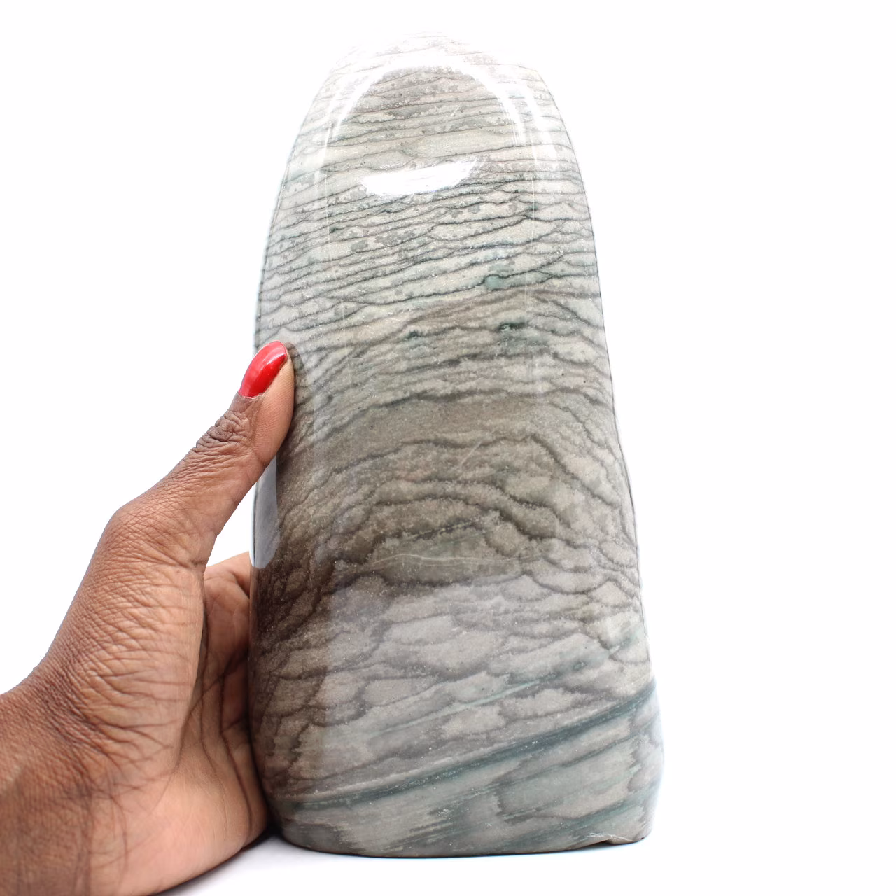 Gray ribbon jasper stone freeform