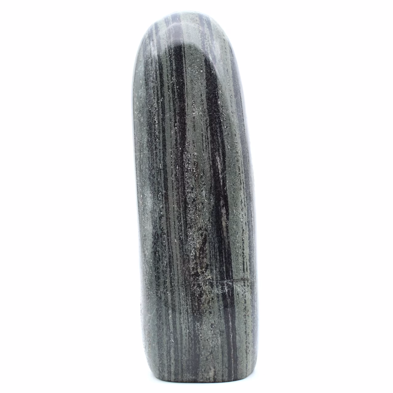 Free form in striated green jasper stone