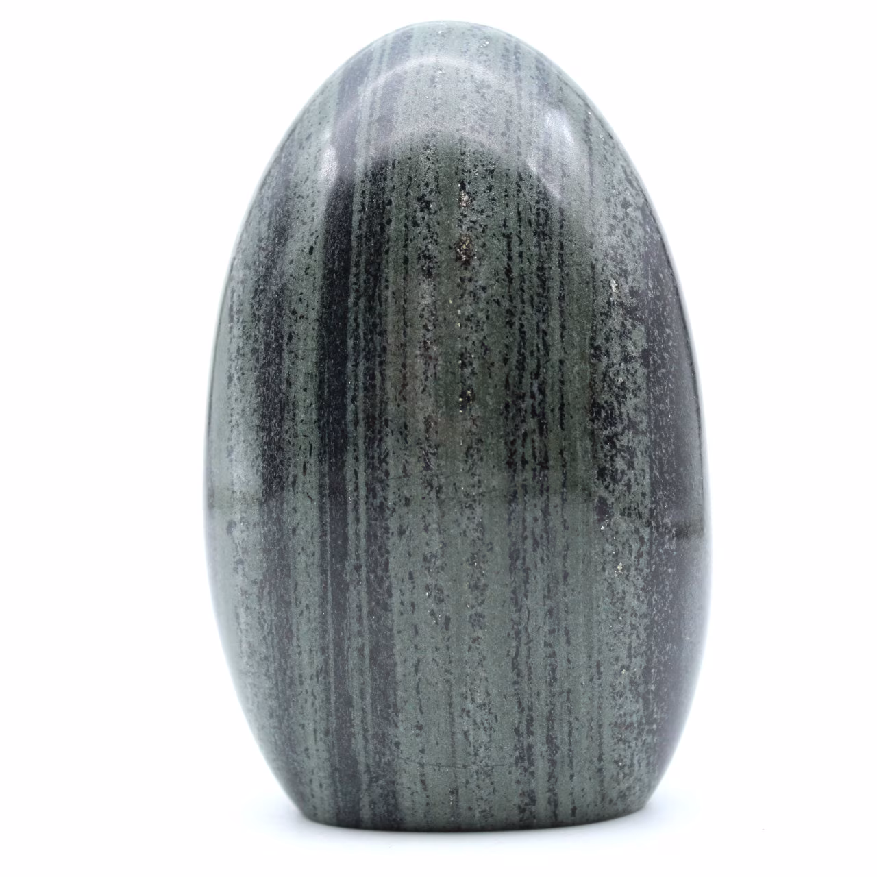 Free form in striated green jasper stone
