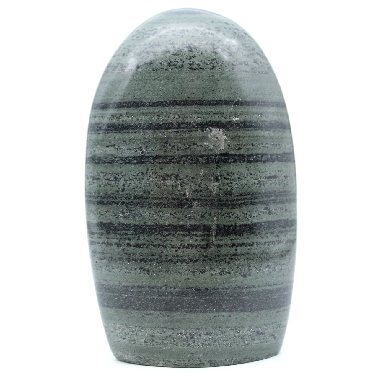 Polished natural striated green jasper