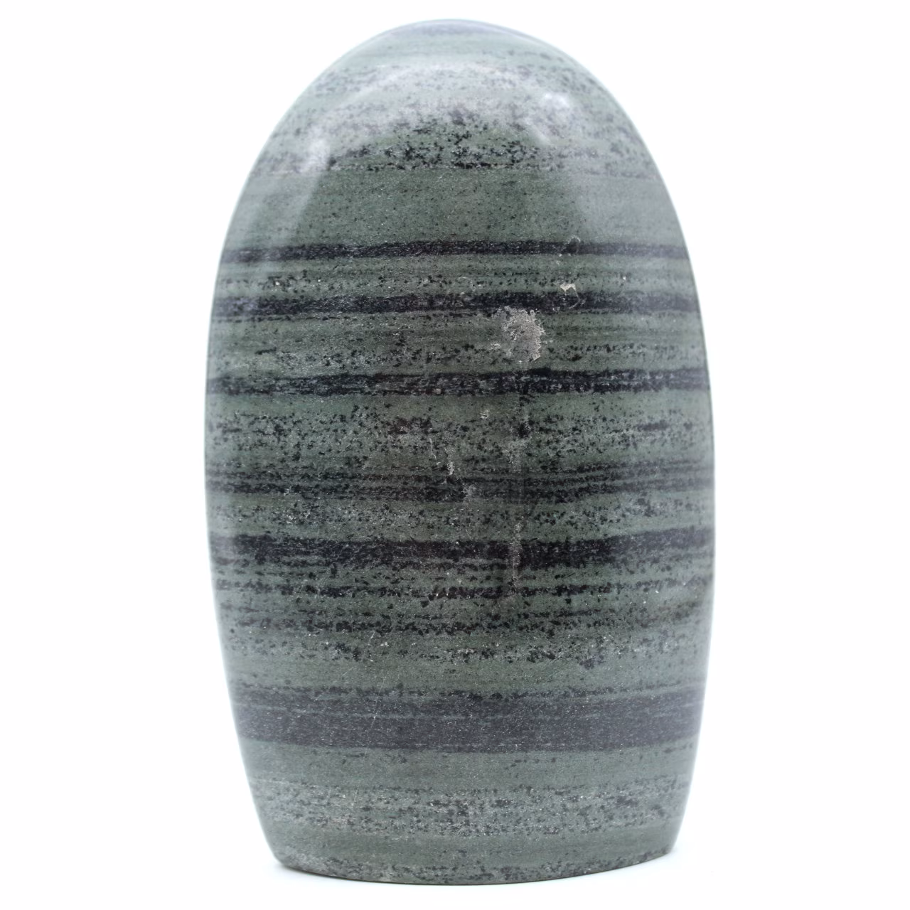 Polished natural striated green jasper