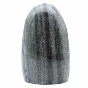 Green jasper striated polished shape