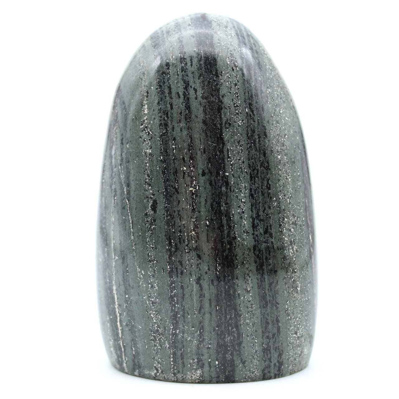 Green jasper striated polished shape