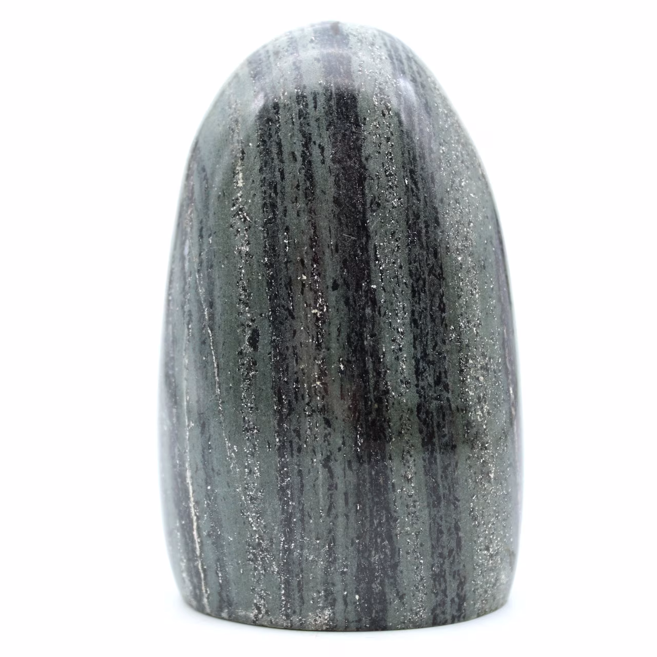 Green jasper striated polished shape
