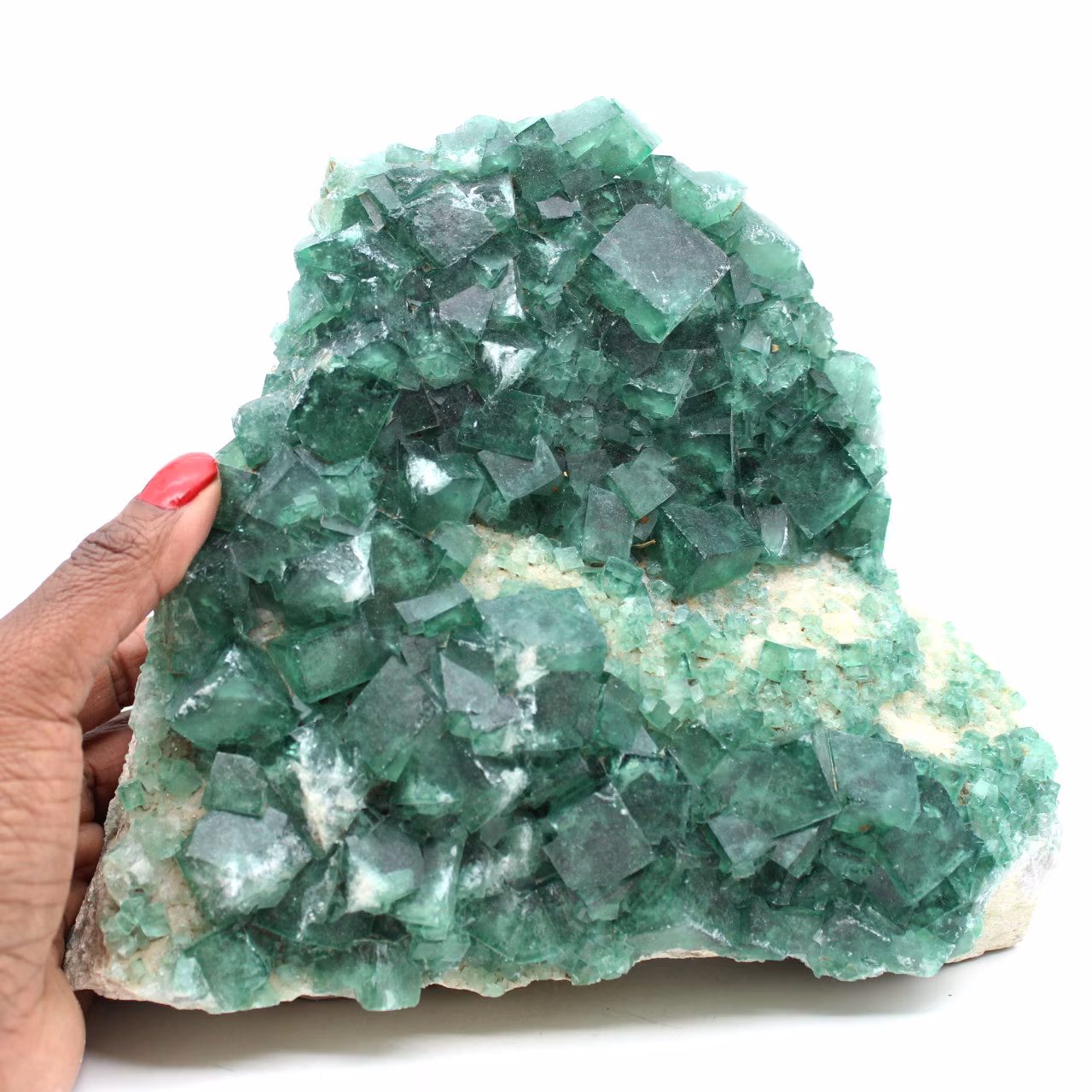 Nearly 4 kilo crystallized green fluorite cubes
