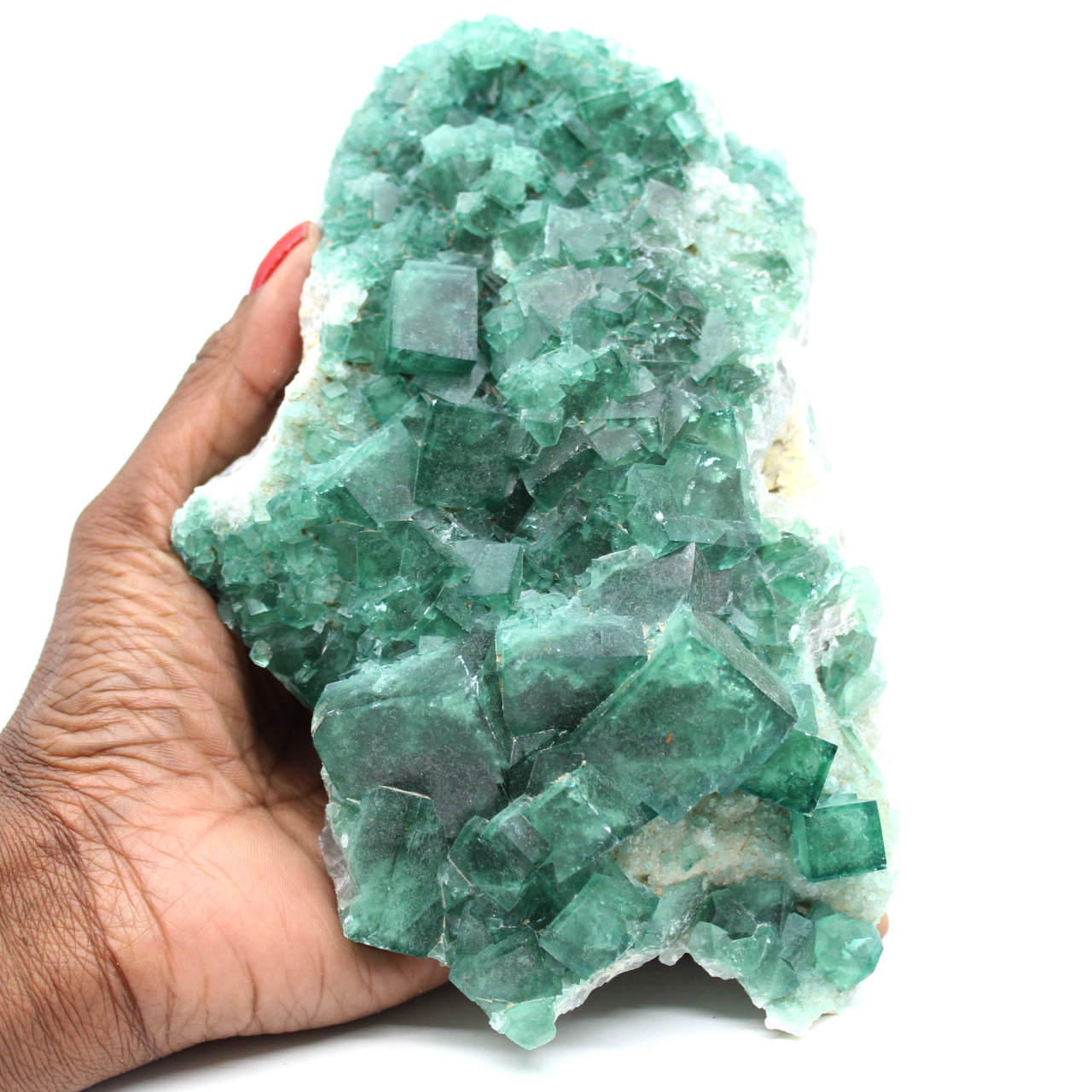 Crystallization of green fluorite from Madagascar Madagascar 1.55kg 18cm |  149€ | Ref 211207015