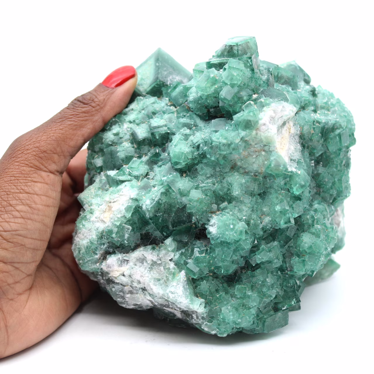 Natural cubic crystals of fluorite on matrix