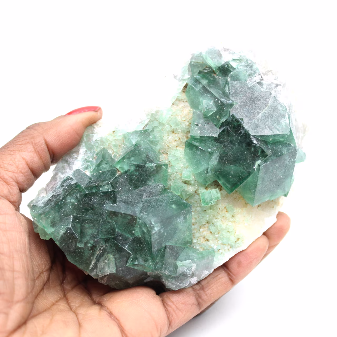 Crystallization of green fluorite from Madagascar