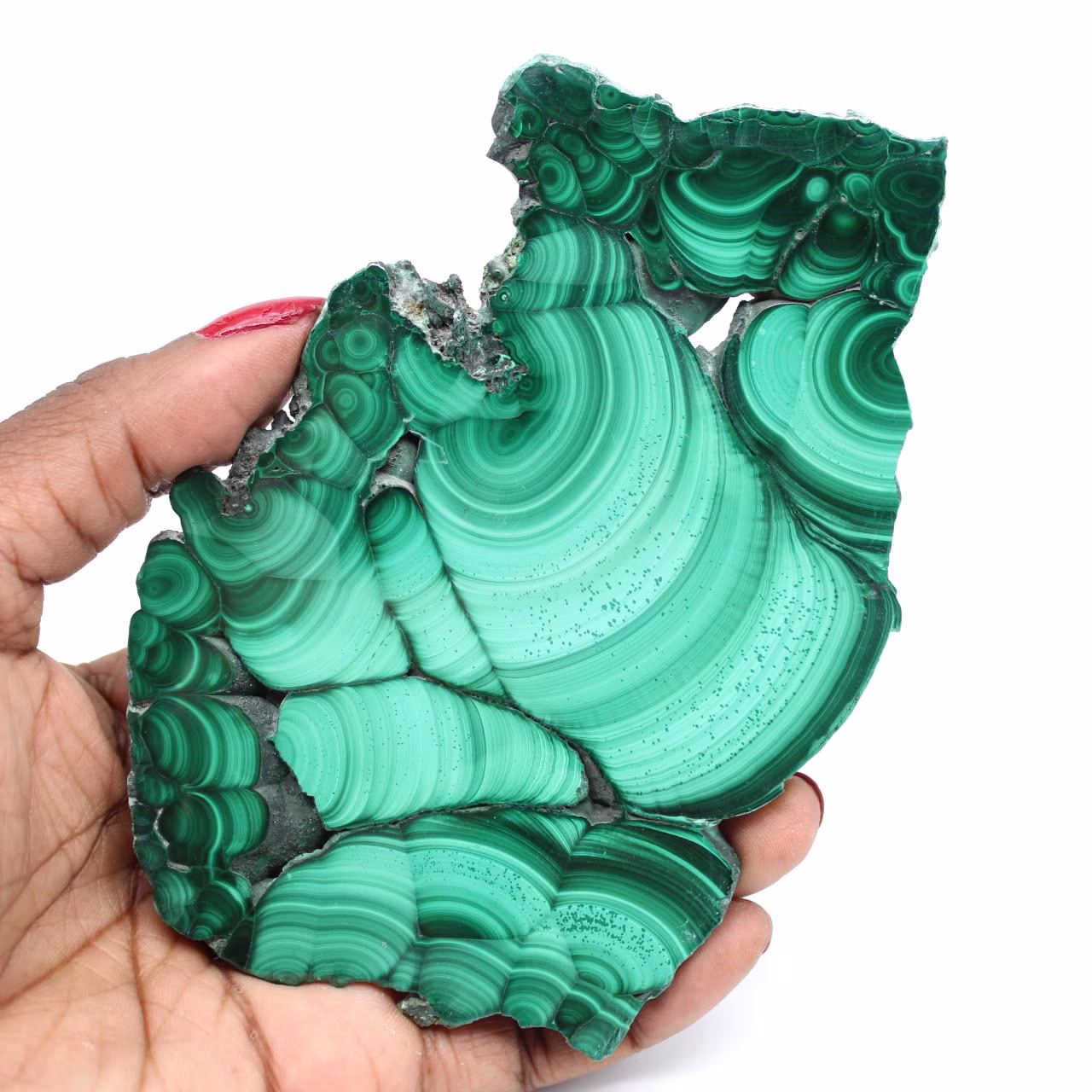 Polished natural malachite