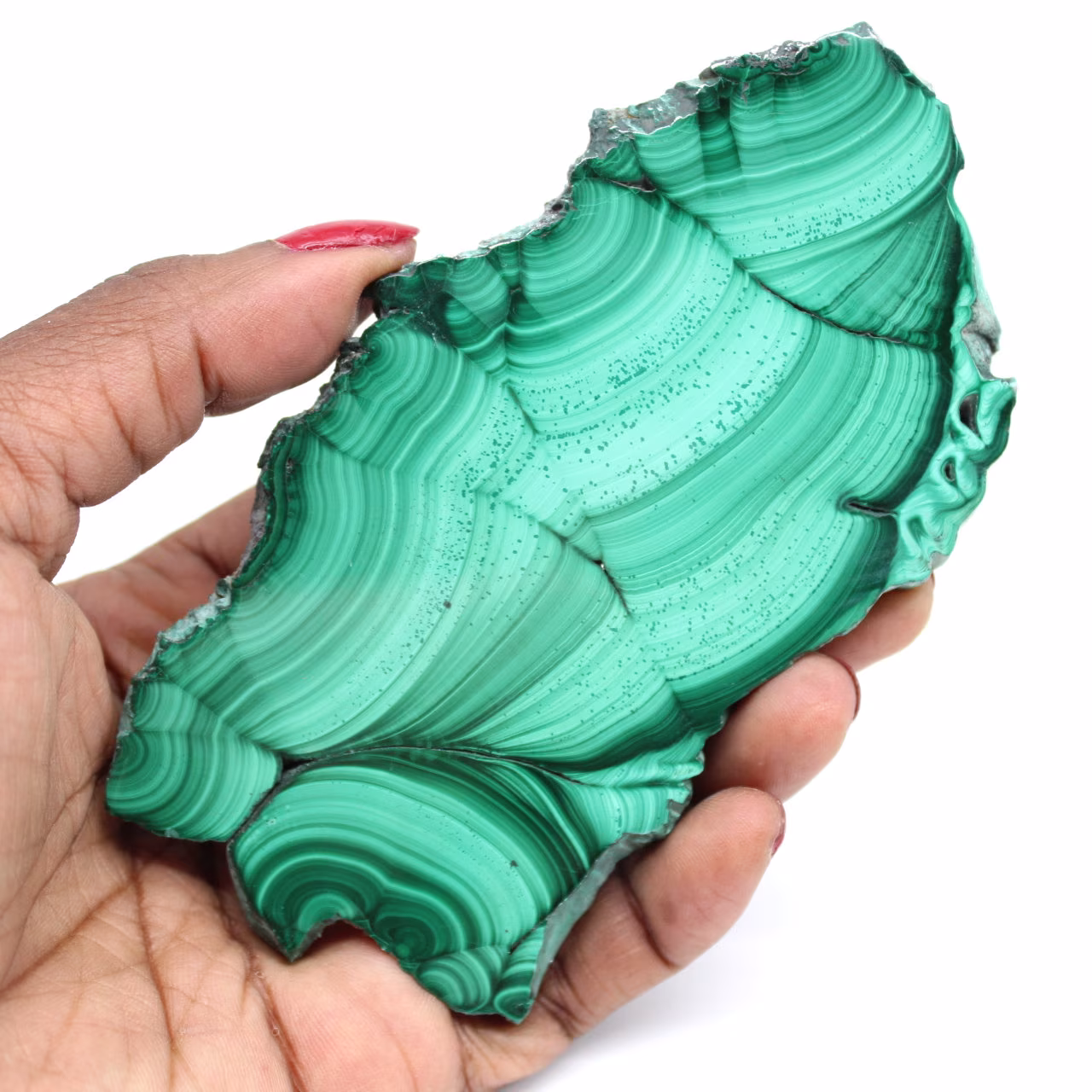 Decorative polished malachite
