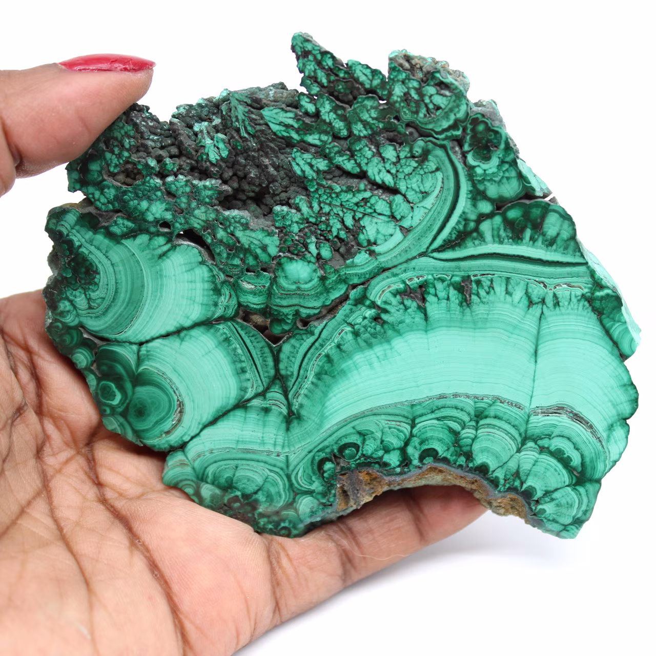 Polished malachite plate