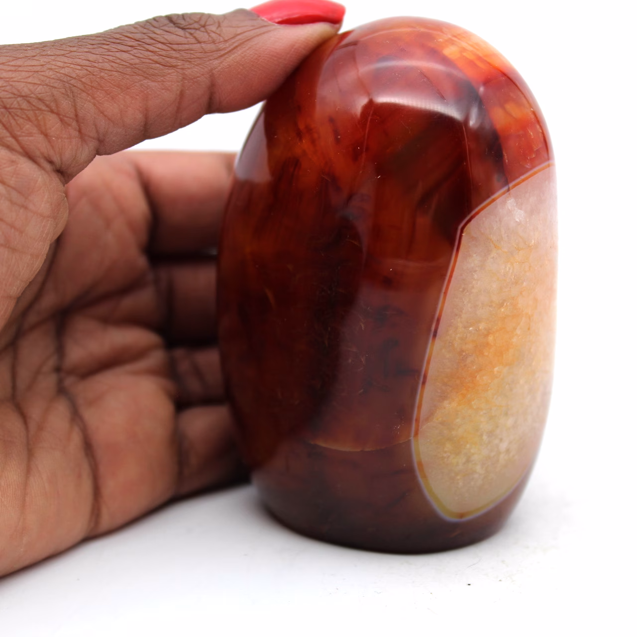Polished carnelian stone